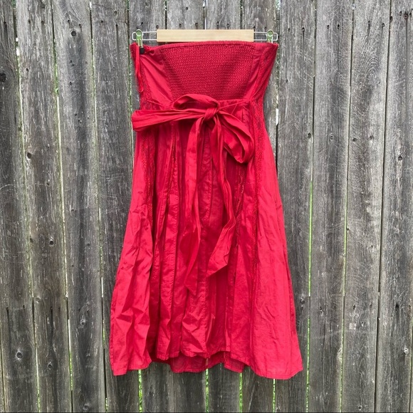 Moulinette Soeurs | Anthro Red Strapless Mini Dress NWT 6 - Picture 4 of 9